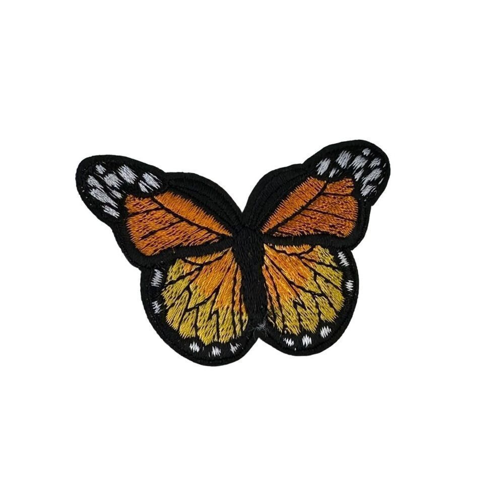 Orange Butterfly Embroidered Patch